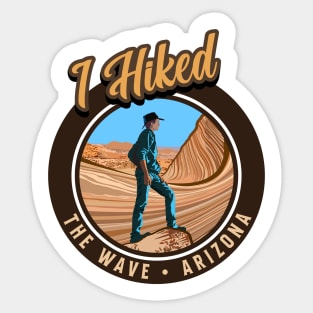 The Wave Arizona with Male Hiker Retro Design Sticker